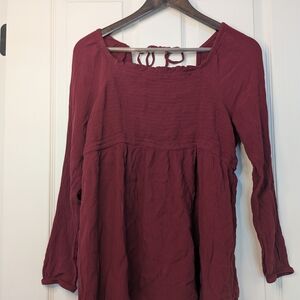 Sonoma Burgundy Long Sleeve Maternity Blouse